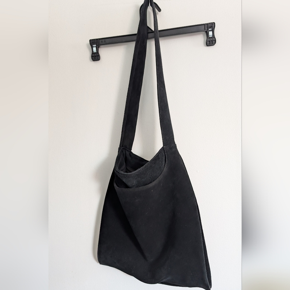 Giani Bernini Black Suede Leather Shoulder Bag